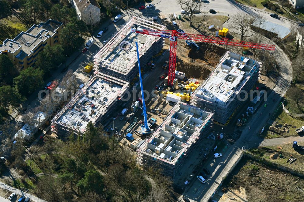 Aerial image Berlin - Construction site for the construction of a multi-family residential complex Cite Foch Nord between Rue Montesquieu, Avenue Charles de Gaulle and Rue Lamartine in the district of Wittenau in Berlin, Germany