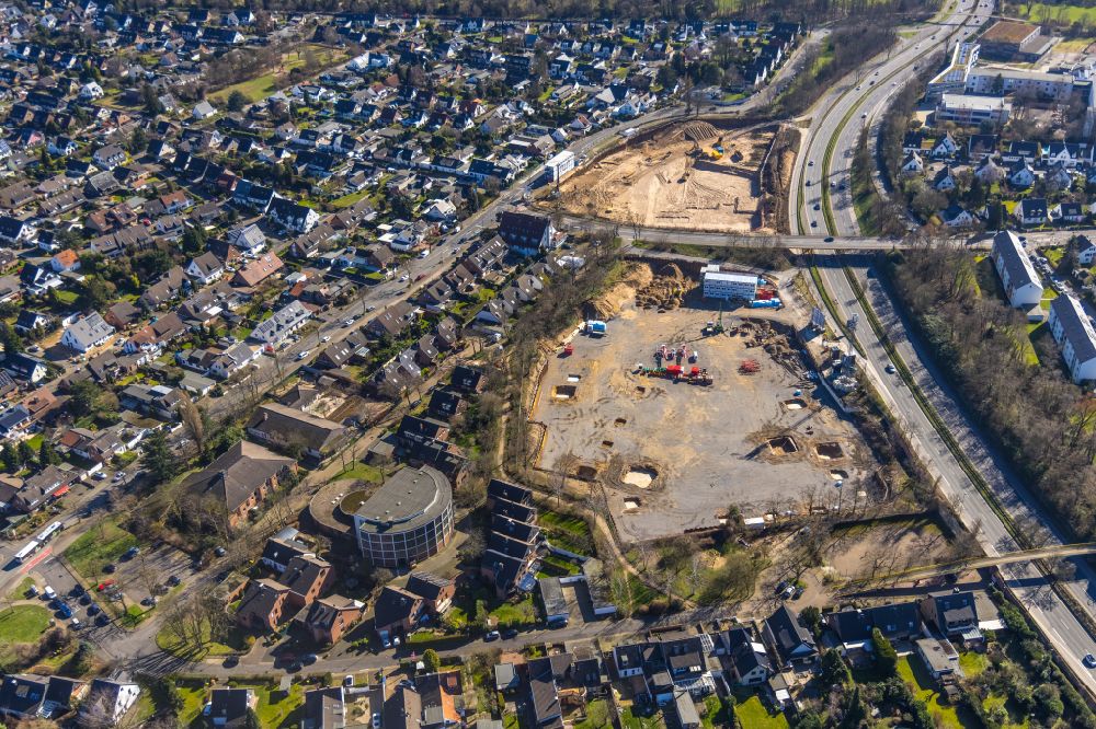 Aerial photograph Düsseldorf - Construction site to build a new multi-family residential complex Deiker Hoefe in the district Stockum in Duesseldorf at Ruhrgebiet in the state North Rhine-Westphalia, Germany