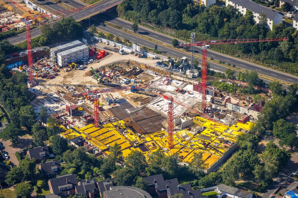 Düsseldorf from above - Construction site to build a new multi-family residential complex Deiker Hoefe in the district Stockum in Duesseldorf at Ruhrgebiet in the state North Rhine-Westphalia, Germany