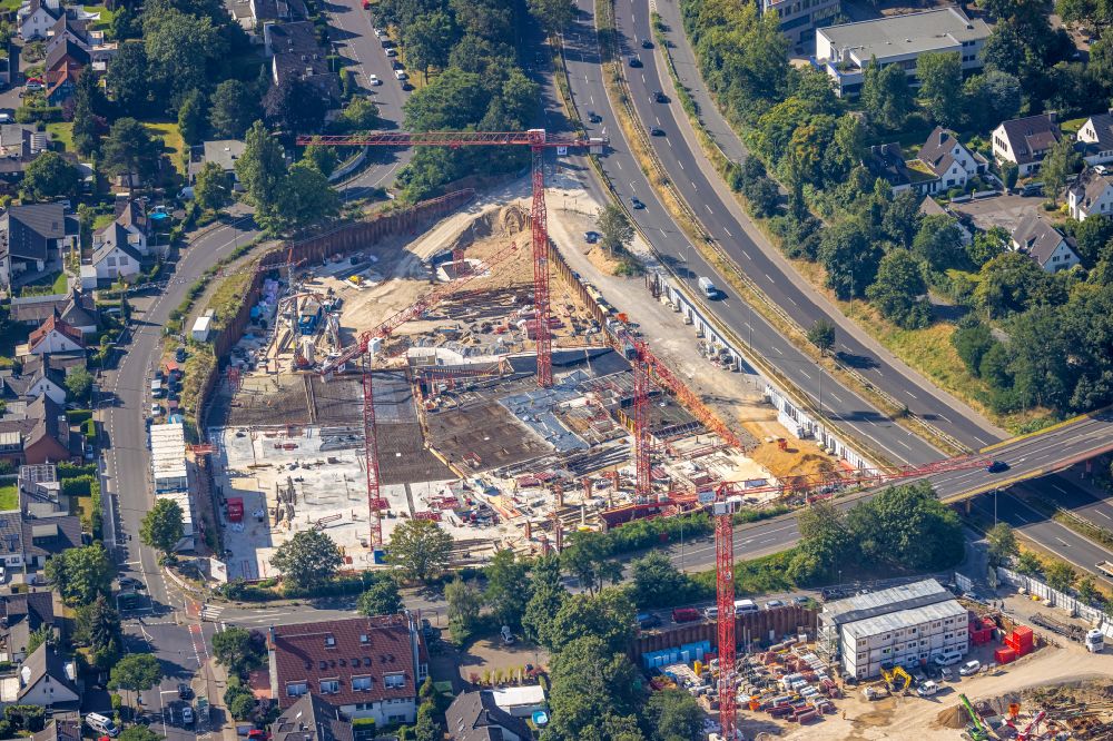 Düsseldorf from the bird's eye view: Construction site to build a new multi-family residential complex Deiker Hoefe in the district Stockum in Duesseldorf at Ruhrgebiet in the state North Rhine-Westphalia, Germany