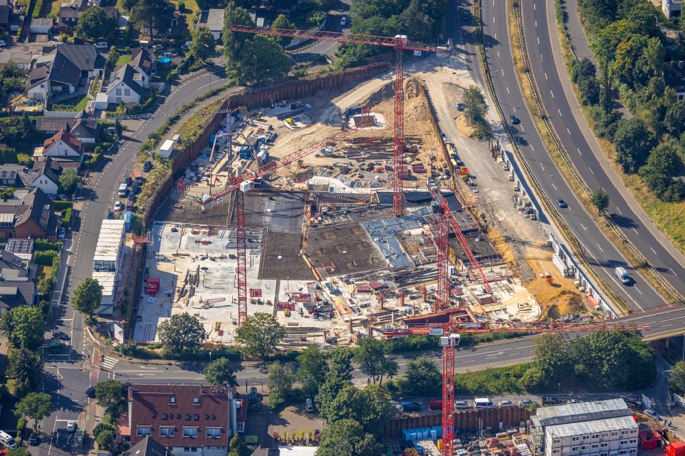 Aerial image Düsseldorf - Construction site to build a new multi-family residential complex Deiker Hoefe in the district Stockum in Duesseldorf at Ruhrgebiet in the state North Rhine-Westphalia, Germany