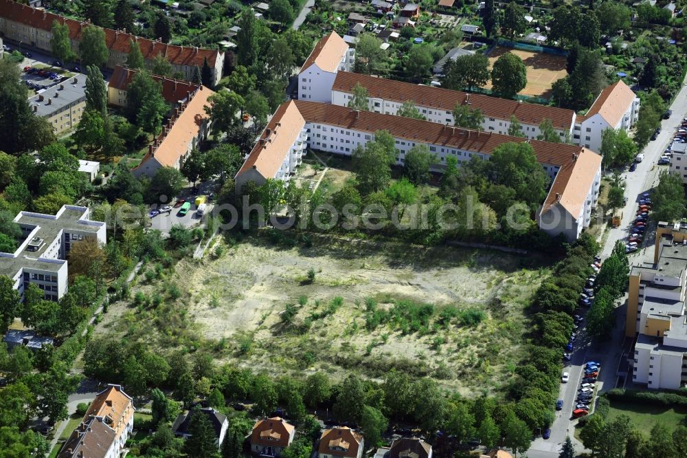 Berlin from above - Construction site to build a new multi-family residential complex Dessauerstrasse - Retzowstrasse in the district Lankwitz in Berlin, Germany