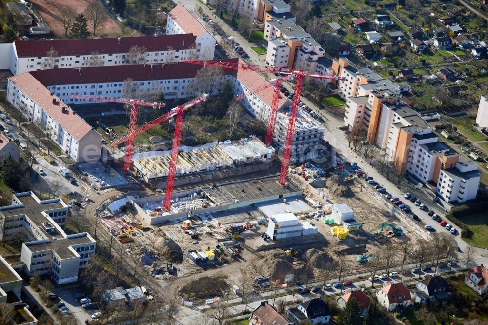 Aerial image Berlin - Construction site to build a new multi-family residential complex Dessauerstrasse - Retzowstrasse in the district Lankwitz in Berlin, Germany