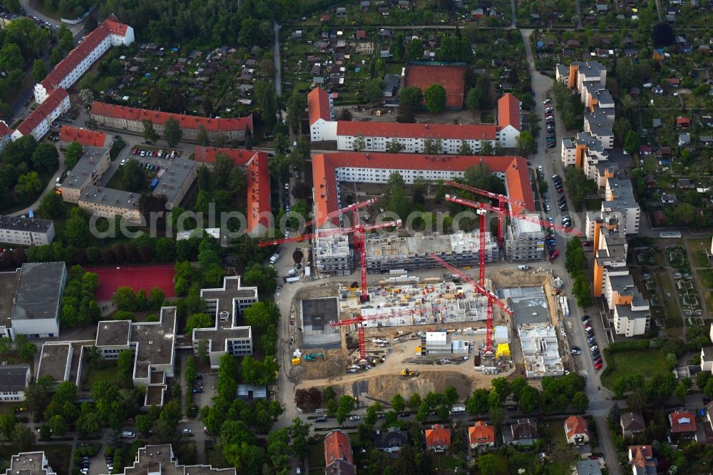 Berlin from above - Construction site to build a new multi-family residential complex Dessauerstrasse - Retzowstrasse in the district Lankwitz in Berlin, Germany