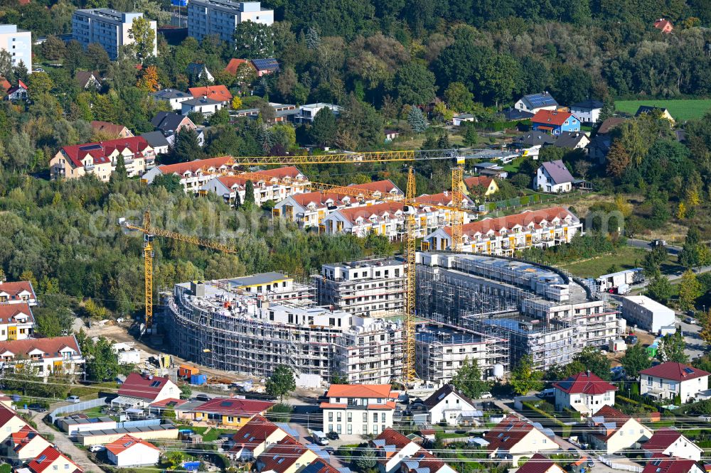 Aerial photograph Schwanebeck - Construction site to build a new multi-family residential complex Am Eichenring in Schwanebeck in the state Brandenburg, Germany