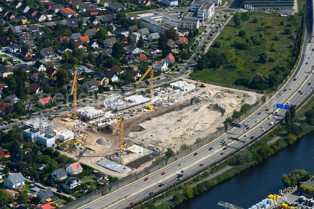 Aerial photograph Berlin - Construction site to build a new multi-family residential complex on Eisenhutweg in the district Johannisthal in Berlin, Germany