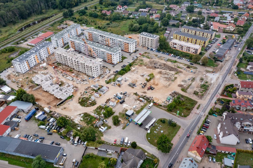 Aerial photograph Slubice - Construction site to build a new multi-family residential complex EKO-PROJEKT DEVELOPMENT SP. Z O.O. in Slubice in Lubuskie Lebus, Poland
