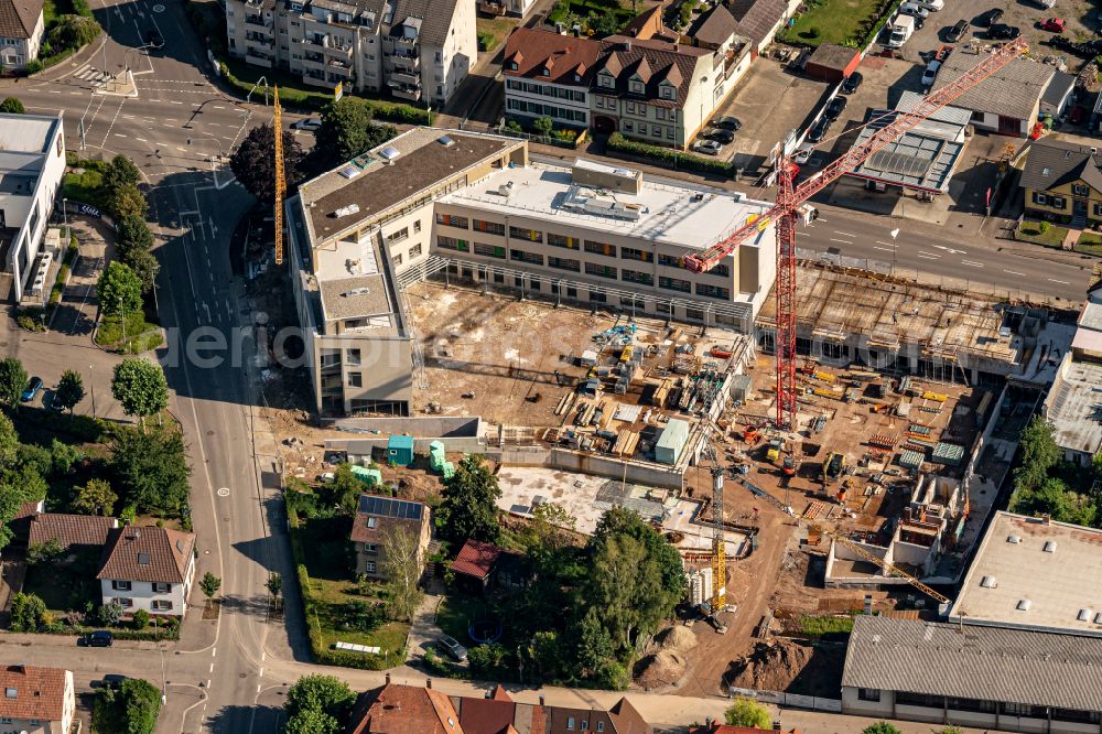 Lahr/Schwarzwald from the bird's eye view: Construction site to build a new multi-family residential complex Geroldsecker Quartier Lahr on street Langemarckstrasse in Lahr/Schwarzwald in the state Baden-Wuerttemberg, Germany