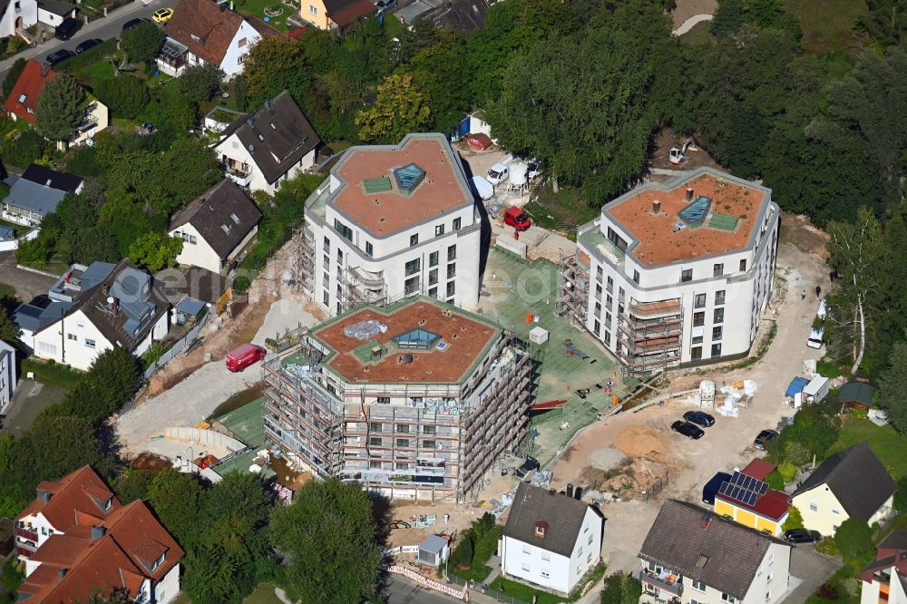 Forchheim from above - Construction site to build a new multi-family residential complex Hainbrunnenpark on Hainbrunnenstrasse in Forchheim in the state Bavaria, Germany