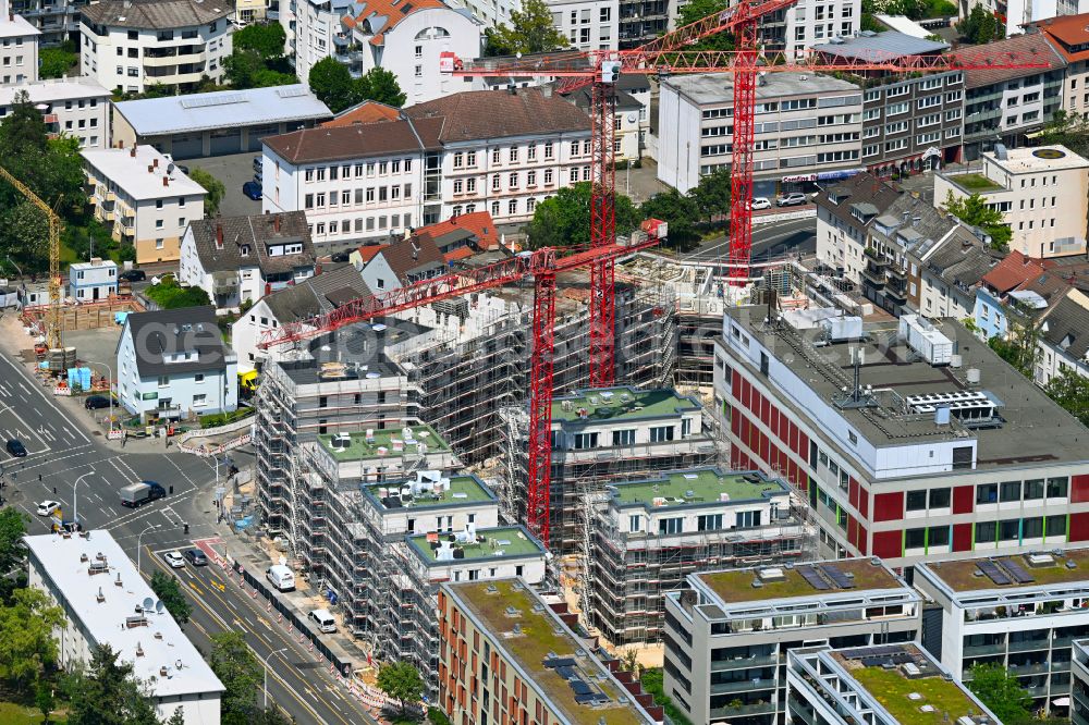 Aerial image Darmstadt - Construction site to build a new multi-family residential complex HERZOGHOeFE on street Eschollbruecker Strasse Ecke Donnersbergring in the district Darmstaedter Verlegerviertel in Darmstadt in the state Hesse, Germany