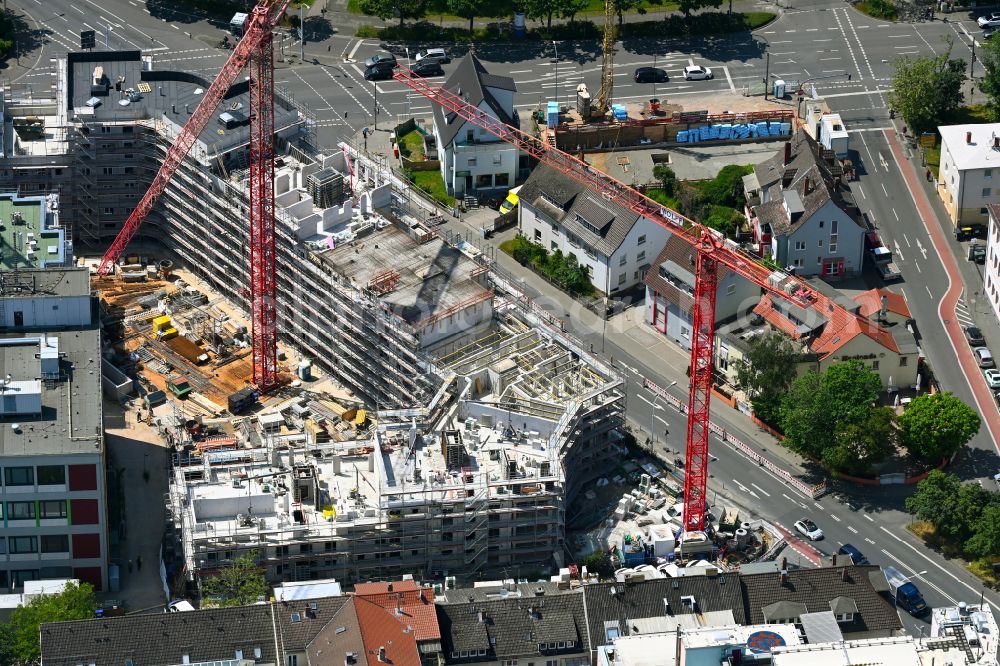 Aerial photograph Darmstadt - Construction site to build a new multi-family residential complex HERZOGHOeFE on street Eschollbruecker Strasse Ecke Donnersbergring in the district Darmstaedter Verlegerviertel in Darmstadt in the state Hesse, Germany