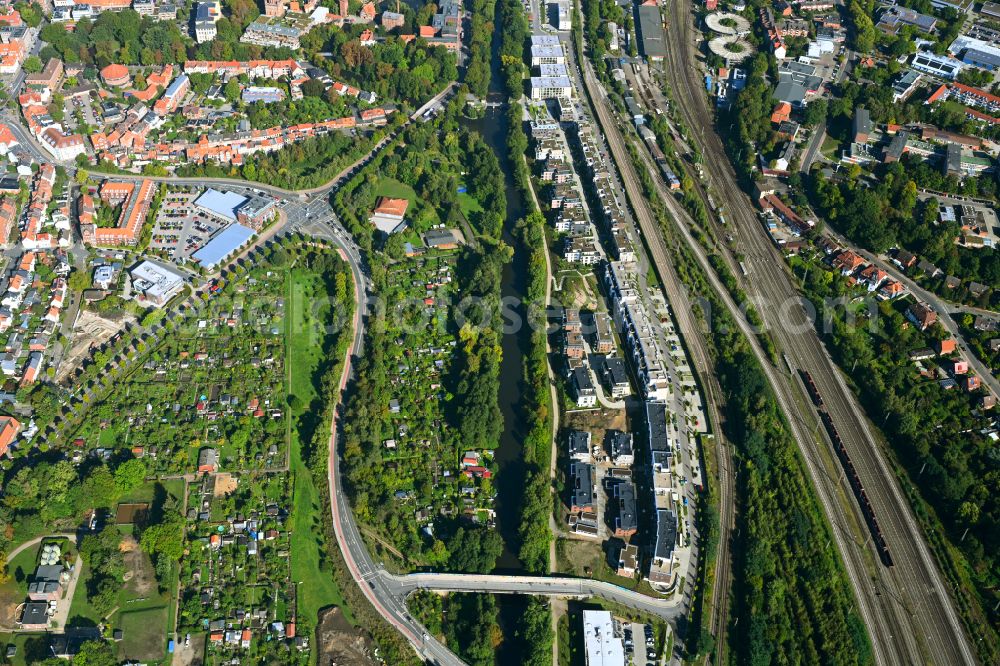 Aerial image Lüneburg - Construction site to build a new multi-family residential complex Ilmenau Garten in Lueneburg in the state Lower Saxony, Germany