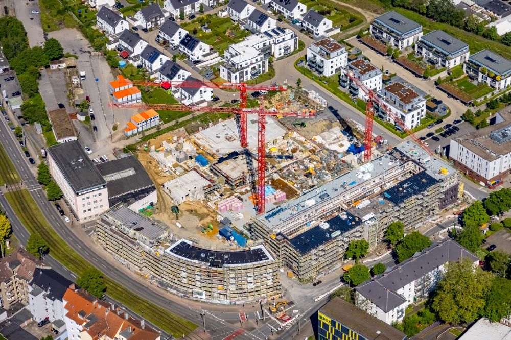 Dortmund from the bird's eye view: Construction site to build a new multi-family residential complex Kaiser-Quartier on Kloennestrasse in Dortmund in the state North Rhine-Westphalia, Germany