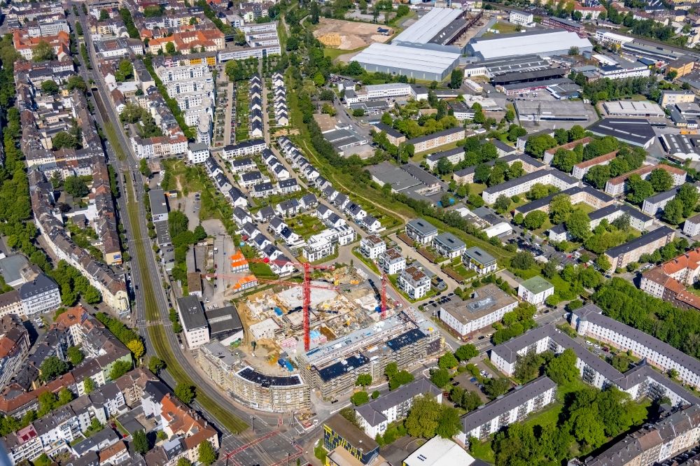 Aerial photograph Dortmund - Construction site to build a new multi-family residential complex Kaiser-Quartier on Kloennestrasse in Dortmund in the state North Rhine-Westphalia, Germany