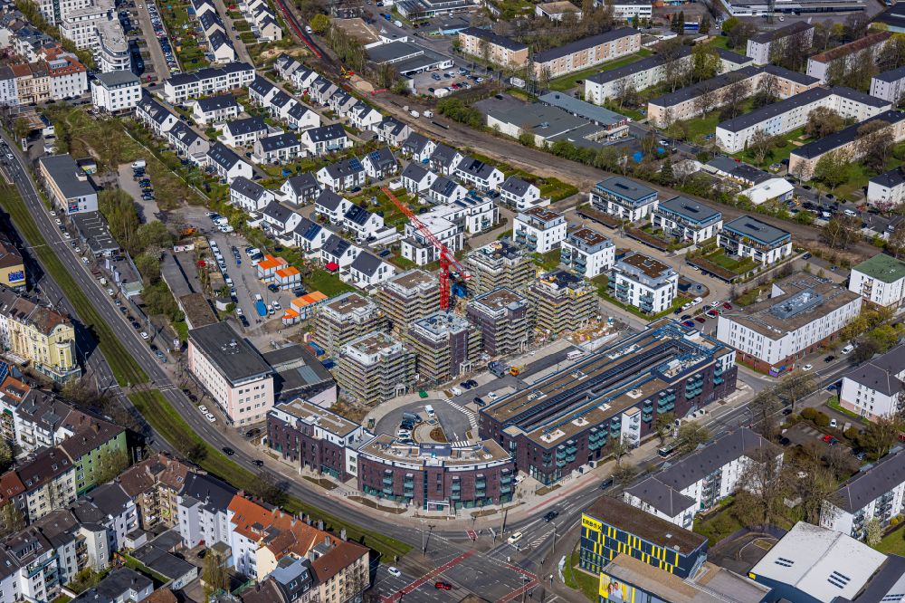 Dortmund from the bird's eye view: construction site to build a new multi-family residential complex Kaiser-Quartier on Kloennestrasse in Dortmund in the state North Rhine-Westphalia, Germany