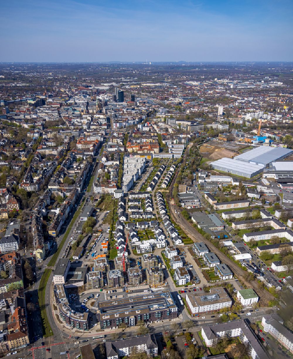 Aerial photograph Dortmund - construction site to build a new multi-family residential complex Kaiser-Quartier on Kloennestrasse in Dortmund in the state North Rhine-Westphalia, Germany