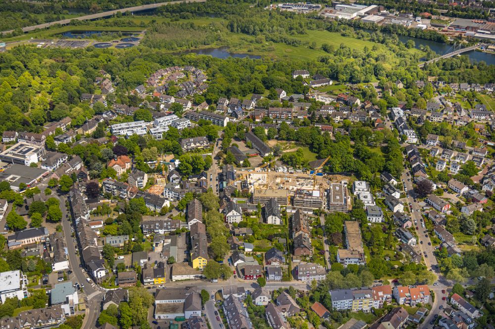 Heisingen from above - Construction site to build a new multi-family residential complex and Kindertagesstaette on street Zoelestinstrasse in Heisingen at Ruhrgebiet in the state North Rhine-Westphalia, Germany