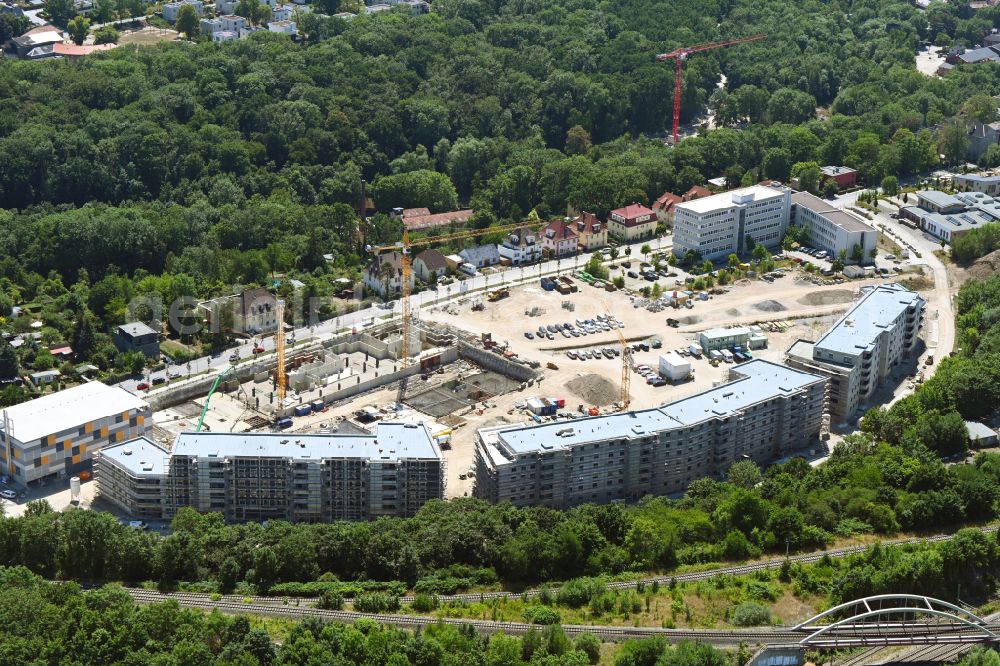 Aerial image Weimar - Construction site to build a new multi-family residential complex Kirschberg Quartier on street Eduard-Rosenthal-Strasse in Weimar in the state Thuringia, Germany