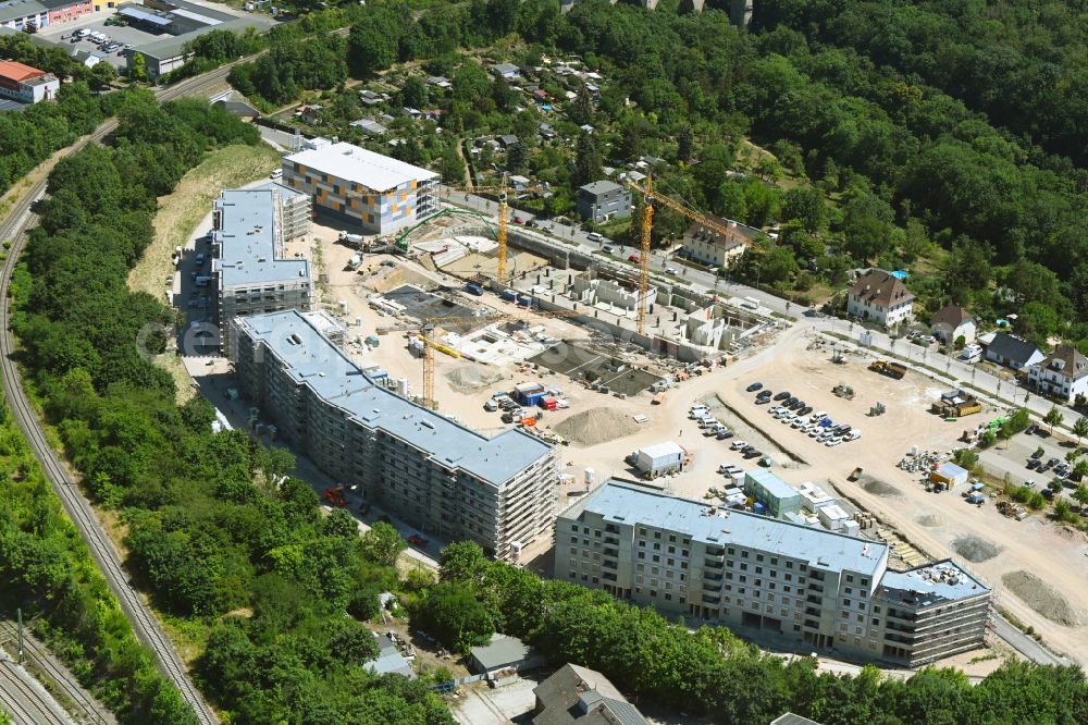 Aerial photograph Weimar - Construction site to build a new multi-family residential complex Kirschberg Quartier on street Eduard-Rosenthal-Strasse in Weimar in the state Thuringia, Germany