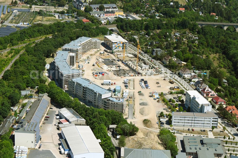 Weimar from above - Construction site to build a new multi-family residential complex Kirschberg Quartier on street Eduard-Rosenthal-Strasse in Weimar in the state Thuringia, Germany