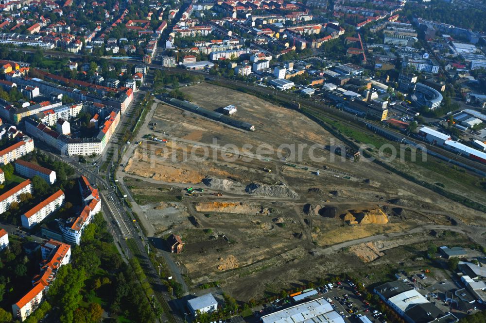 Aerial image Leipzig - Construction site to build a new multi-family residential complex Leipzig 416 in Leipzig in the state Saxony, Germany