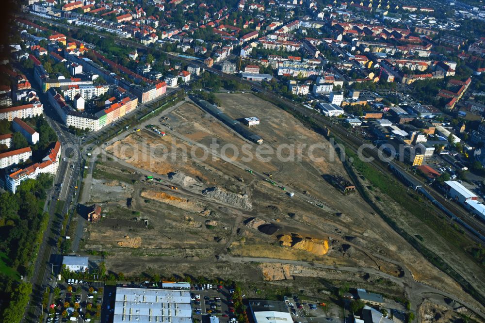 Aerial photograph Leipzig - Construction site to build a new multi-family residential complex Leipzig 416 in Leipzig in the state Saxony, Germany