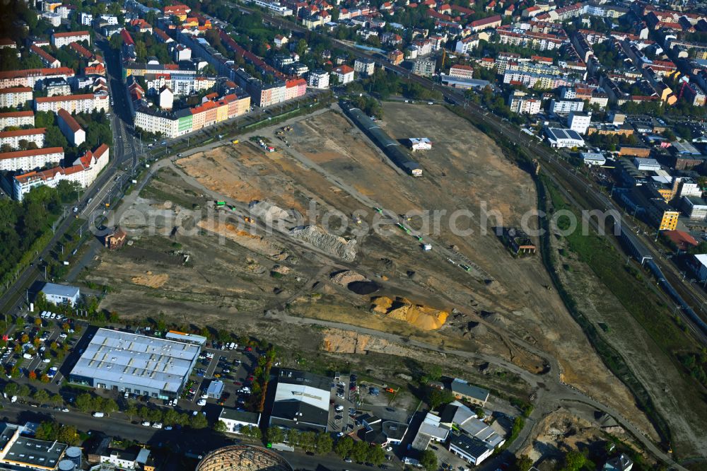 Leipzig from above - Construction site to build a new multi-family residential complex Leipzig 416 in Leipzig in the state Saxony, Germany