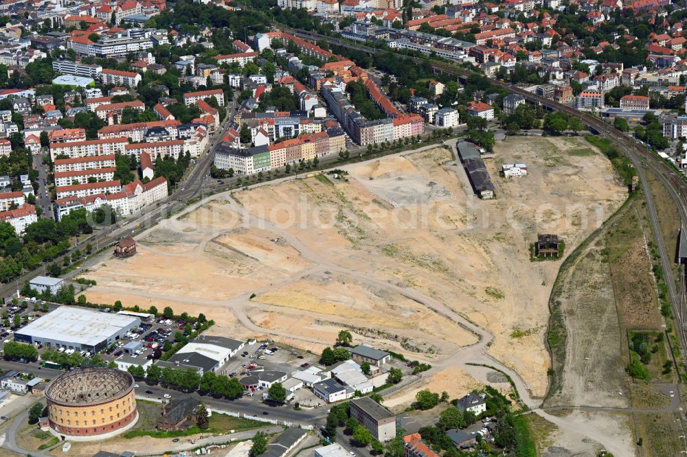 Leipzig from the bird's eye view: Construction site to build a new multi-family residential complex Leipzig 416 in Leipzig in the state Saxony, Germany