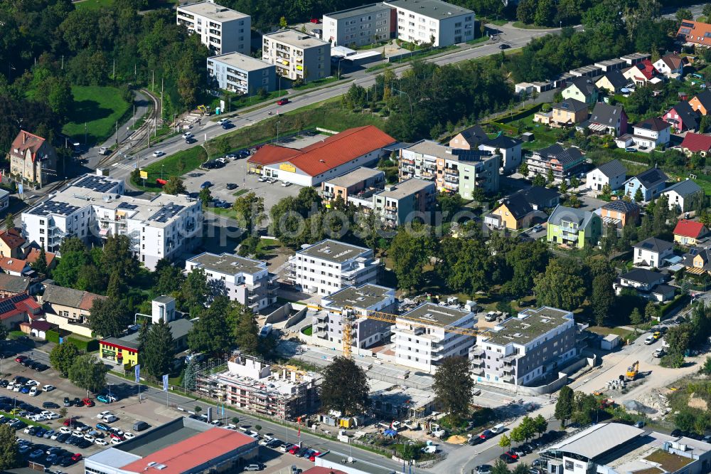 Aerial image Jena - Construction site to build a new multi-family residential complex Linden-Allee on street Joachim-Darjes-Strasse in the district Zwaetzen in Jena in the state Thuringia, Germany