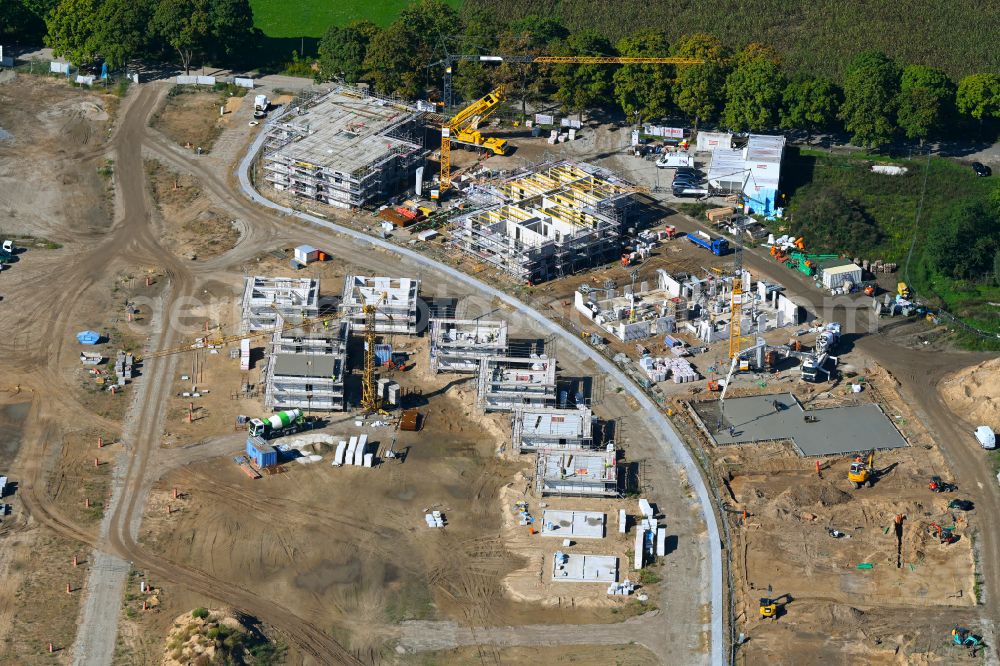 Aerial photograph Biesenthal - Construction site to build a new multi-family residential complex Naturquartier in Biesenthal in the state Brandenburg, Germany
