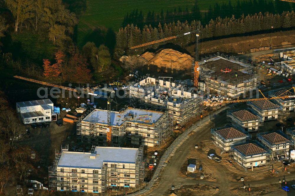 Aerial image Biesenthal - Construction site to build a new multi-family residential complex Naturquartier in Biesenthal in the state Brandenburg, Germany