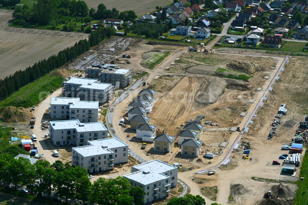 Biesenthal from above - Construction site to build a new multi-family residential complex Naturquartier in Biesenthal in the state Brandenburg, Germany