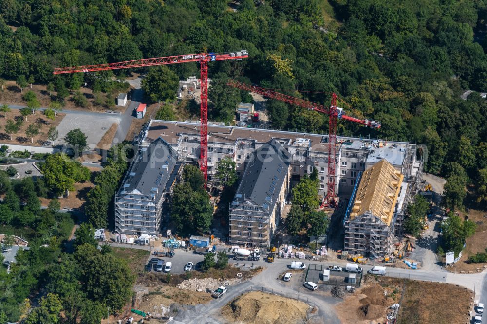 Aerial photograph Würzburg - Construction site to build a new multi-family residential complex of Wohnen am Terrassenpark GmbH on street Elisabeth-Scheuring-Strasse in the district Frauenland in Wuerzburg in the state Bavaria, Germany