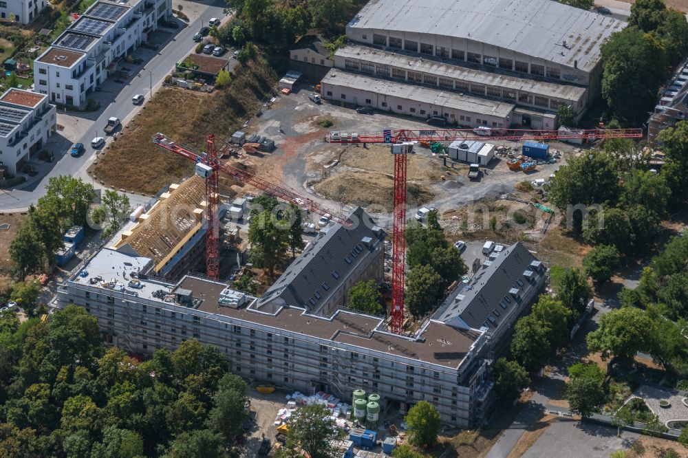 Würzburg from above - Construction site to build a new multi-family residential complex of Wohnen am Terrassenpark GmbH on street Elisabeth-Scheuring-Strasse in the district Frauenland in Wuerzburg in the state Bavaria, Germany