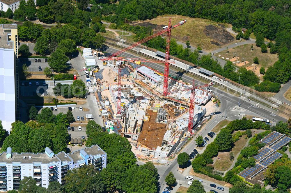 Aerial photograph Stuttgart - Construction site to build a new multi-family residential complex Am Eschbach on street Adalbert-Stifter-Strasse - Moenchfeldstrasseasse in the district Freiberg in Stuttgart in the state Baden-Wuerttemberg, Germany