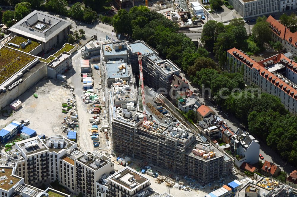 München from the bird's eye view: Construction site to build a new multi-family residential complex on Hochstrasse in the district Au-Haidhausen in Munich in the state Bavaria, Germany