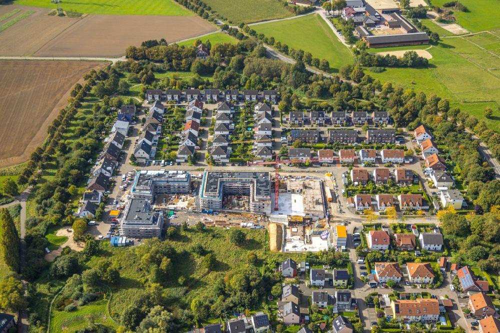 Aerial image Dortmund - Construction site to build a new multi-family residential complex on street Helene-Meiser-Weg in the district Menglinghausen in Dortmund at Ruhrgebiet in the state North Rhine-Westphalia, Germany