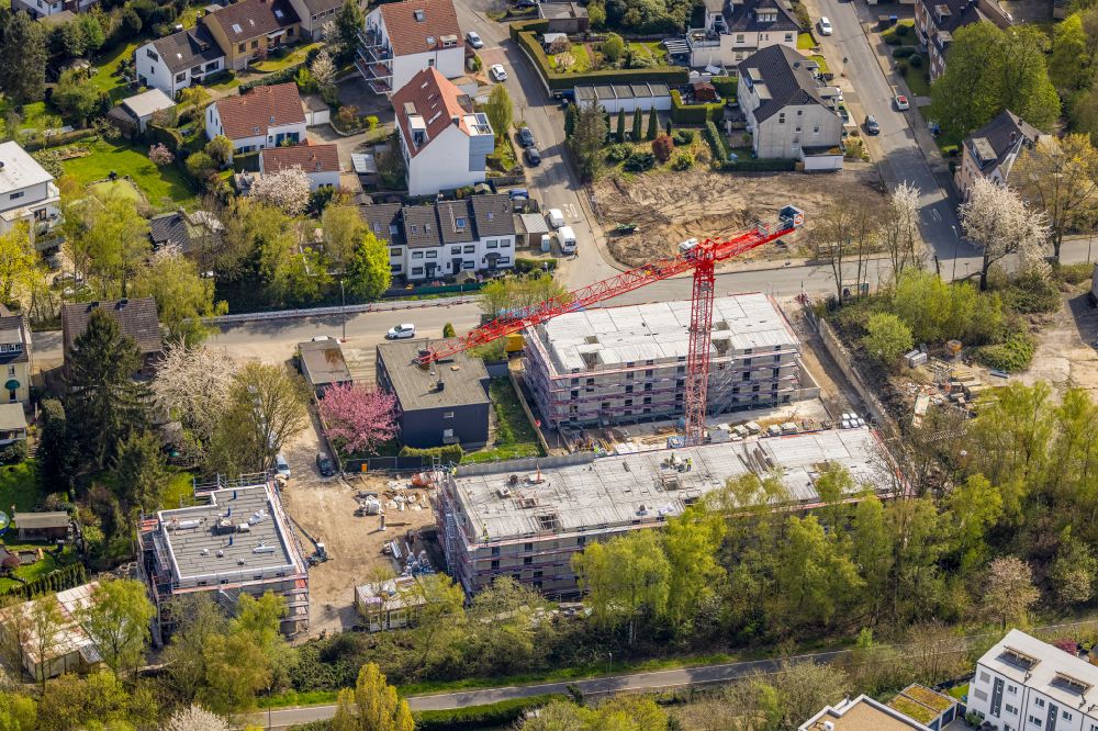 Aerial image Bochum - Construction site to build a new multi-family residential complex on street Am Kuhlenkamp in the district Weitmar in Bochum at Ruhrgebiet in the state North Rhine-Westphalia, Germany