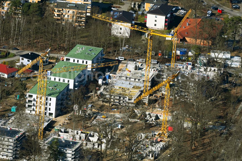 Königs Wusterhausen from above - Construction site to build a new multi-family residential complex on street Schuette-Lanz-Strasse in the district Zeesen in Koenigs Wusterhausen in the state Brandenburg, Germany