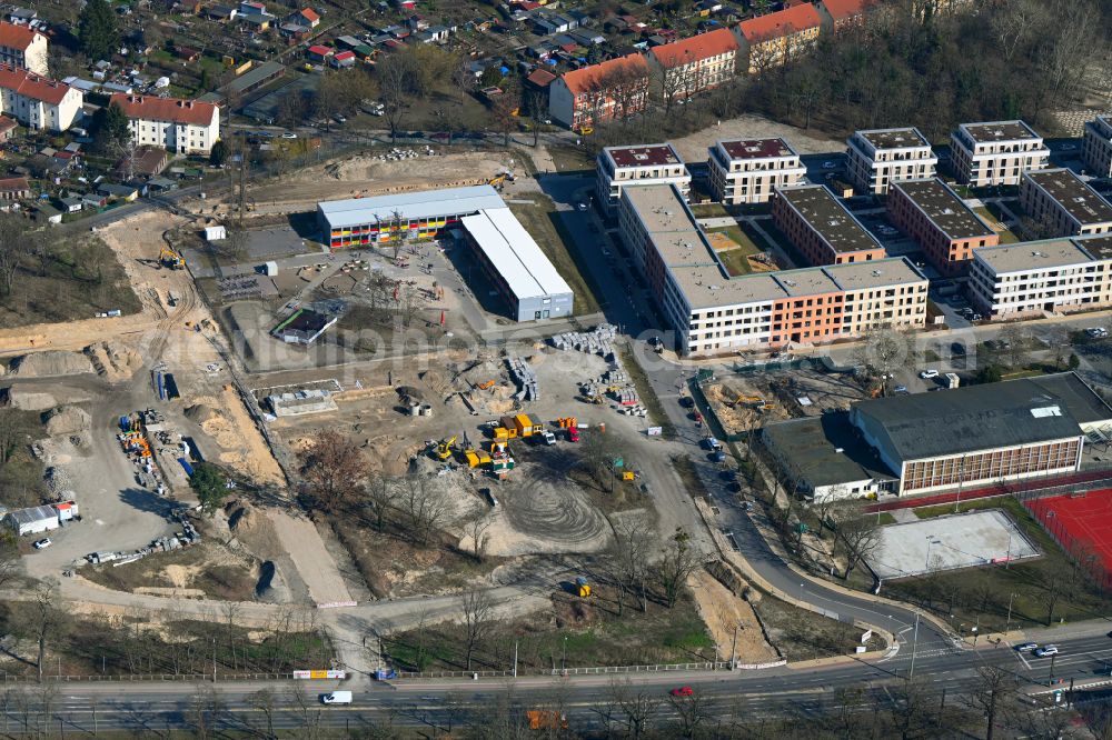 Potsdam from above - Construction site to build a new multi-family residential complex on street Hannah-Arendt-Strasse - Suse-Ahlgrimm-Strasse - Johann-Jacob-Strasse in the district Teltower Vorstadt in Potsdam in the state Brandenburg, Germany