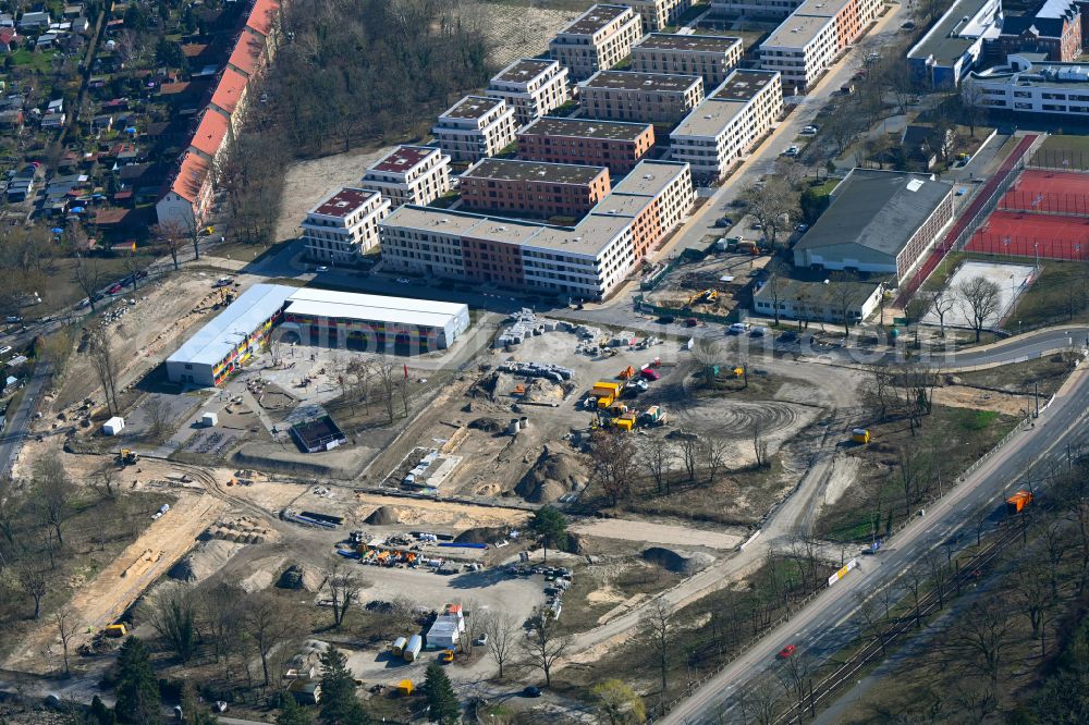 Aerial photograph Potsdam - Construction site to build a new multi-family residential complex on street Hannah-Arendt-Strasse - Suse-Ahlgrimm-Strasse - Johann-Jacob-Strasse in the district Teltower Vorstadt in Potsdam in the state Brandenburg, Germany