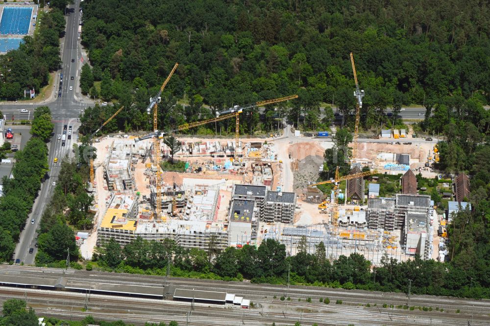 Nürnberg from the bird's eye view: Construction site to build a new multi-family residential complex Regensburger Viertel in Nuremberg in the state Bavaria, Germany