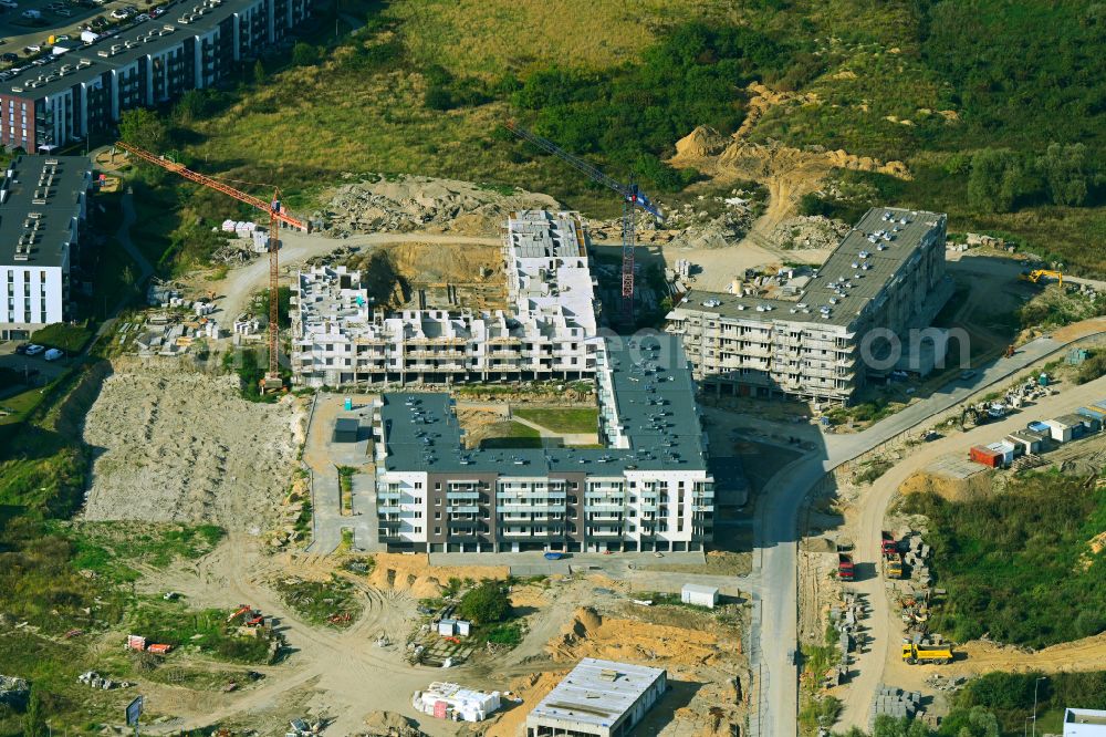 Aerial image Szczecin - Stettin - Construction site to build a new multi-family residential complex on street Gorzowska in the district Gumience in Szczecin in West Pomeranian, Poland