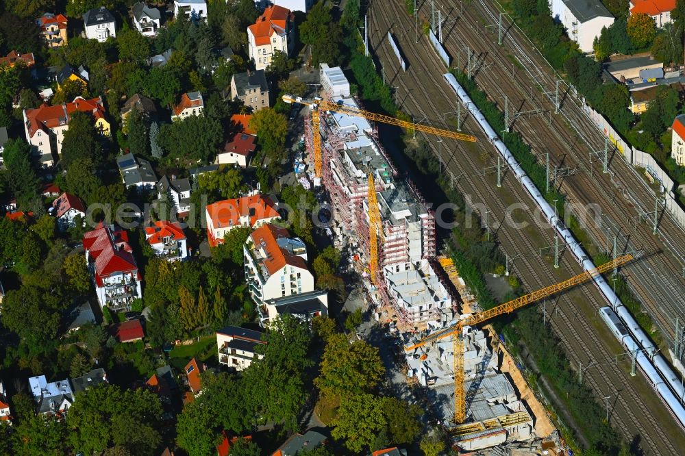 Aerial image Berlin - Construction site to build a new multi-family residential complex Wandlitzstrasse Kaisergaerten in the district Karlshorst in Berlin, Germany