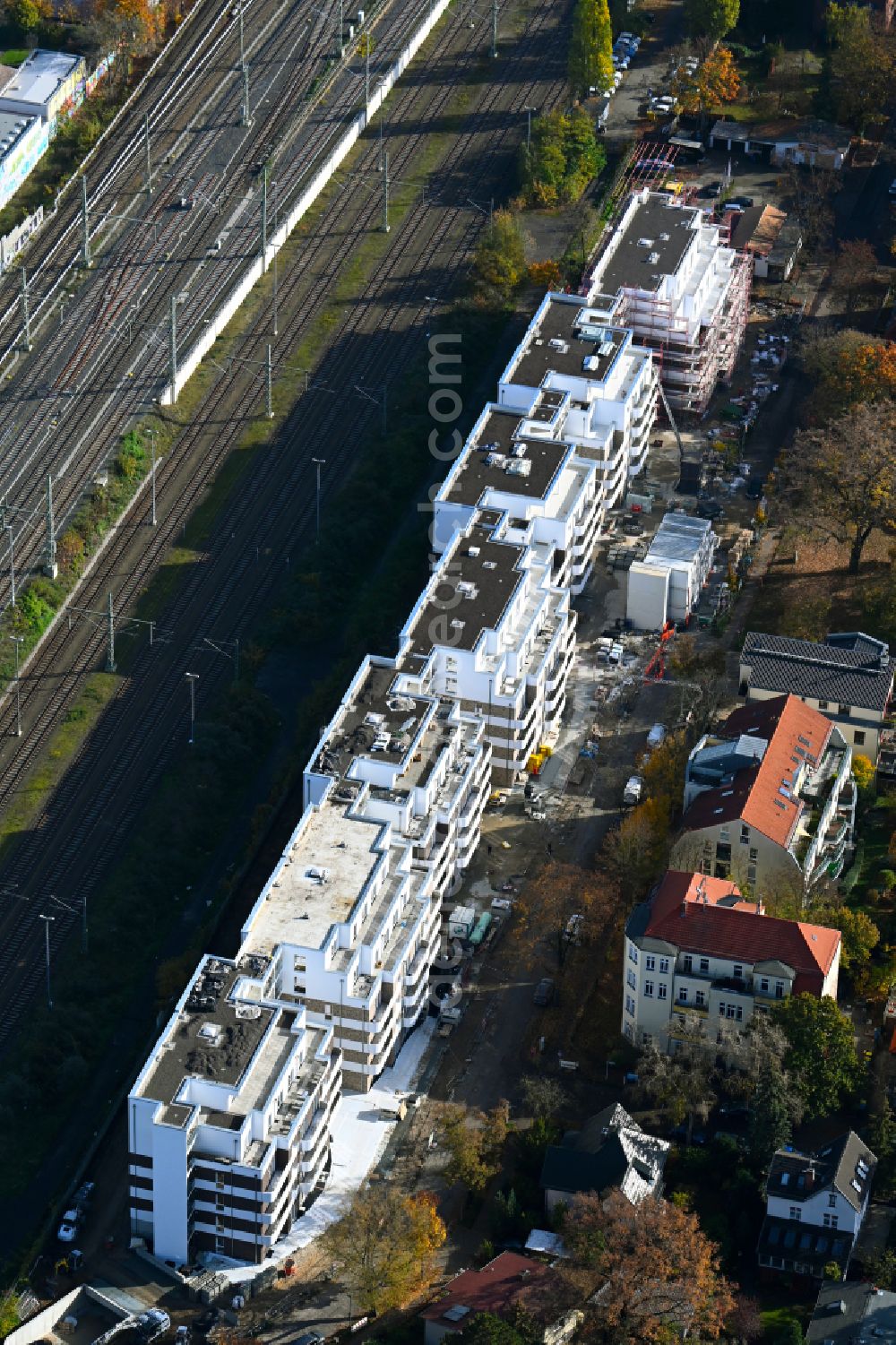 Aerial photograph Berlin - Construction site to build a new multi-family residential complex Wandlitzstrasse Kaisergaerten in the district Karlshorst in Berlin, Germany