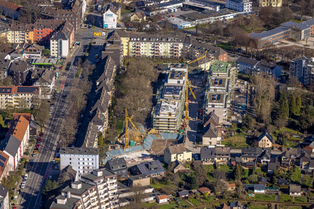 Aerial photograph Herne - Construction site to build a new multi-family residential complex Wohnen on Westbach on street Am Westbach in Herne at Ruhrgebiet in the state North Rhine-Westphalia, Germany