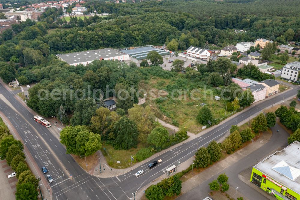 Eberswalde from the bird's eye view: Construction site to build a new multi-family residential complex Wohnpark Finowtal in Eberswalde in the state Brandenburg, Germany