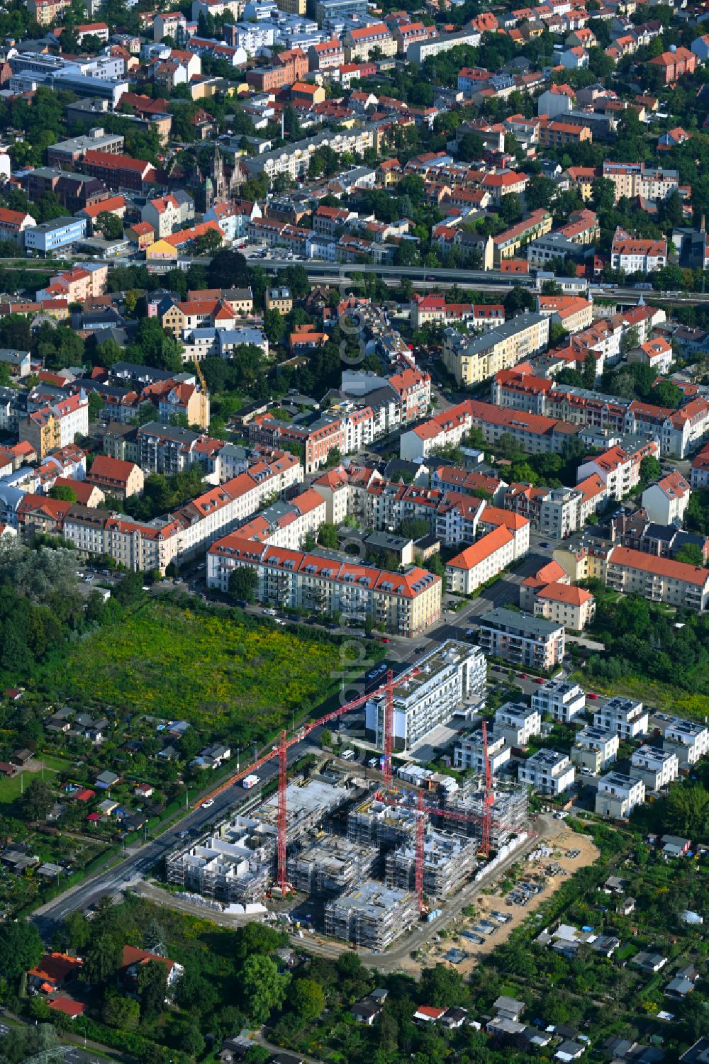 Aerial image Potsdam - Residential construction site with multi-family housing development- of the project Residenz Babelsberg Sued on Horstweg in the district Babelsberg Sued in Potsdam in the state Brandenburg, Germany