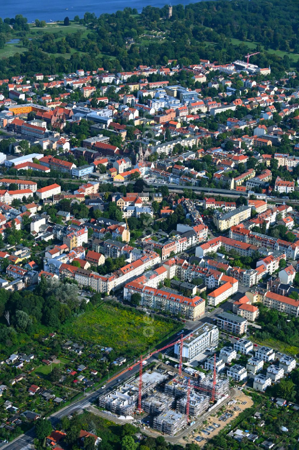 Aerial photograph Potsdam - Residential construction site with multi-family housing development- of the project Residenz Babelsberg Sued on Horstweg in the district Babelsberg Sued in Potsdam in the state Brandenburg, Germany