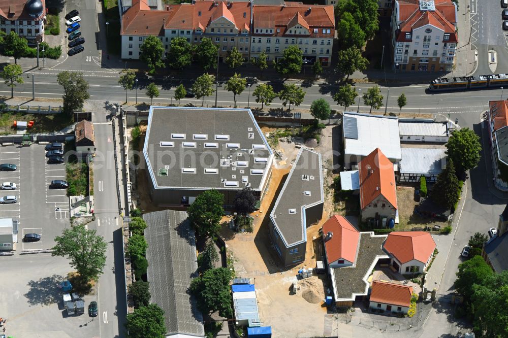 Aerial image Leipzig - New construction of a multi-purpose hall and workshops for the Karl Schubert School on Bornaische Strasse in the district Loessnig in Leipzig in the state Saxony, Germany